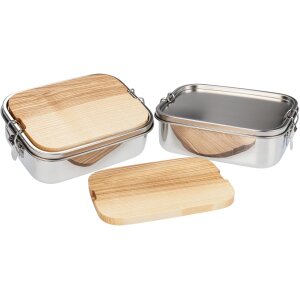 Wasserdichte Edelstahl Lunchbox 1200ml mit Massivholz Schneidebrett aus FSC® Esche geölt
