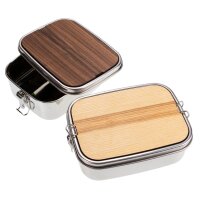 Wasserdichte Edelstahl Lunchbox 1200ml mit Massivholz Schneidebrett aus FSC® Esche geölt