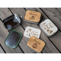Wasserdichte Edelstahl Lunchbox 1200ml mit Massivholz Schneidebrett aus FSC® Esche geölt