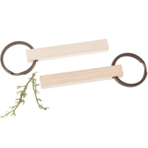 Schlüsselanhänger aus Ahornholz – Stäbchenform mit Messingring – 8×8×65 mm