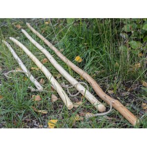 Handmade shepherds crook made from hazelnut wood with hemp cord - walking stick