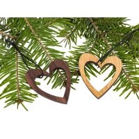 Wooden Christmas tree ornament - heart in heart oiled oak...