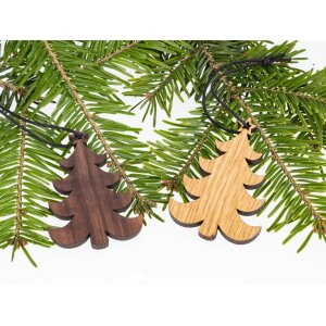 Holz Weihnachtsbaumschmuck - Tannenbaum mit Sternspitze Eiche geölt FSC®
