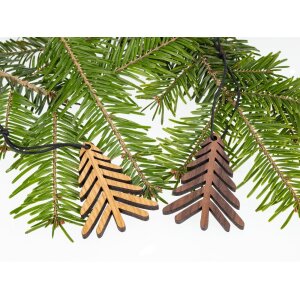 Holz Weihnachtsbaumschmuck - Tannenbaum Strichzeichnung Eiche geölt FSC®