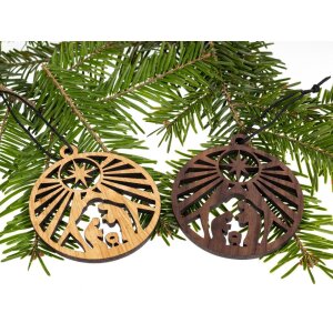 Holz Weihnachtsbaumschmuck - Weihnachtskugel Krippe