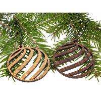 Wooden Christmas tree decoration - Christmas bauble curved