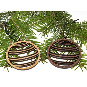 Wooden Christmas tree decoration - Christmas bauble stripes