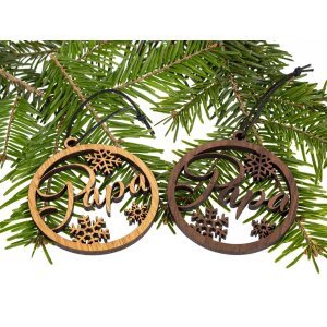 Holz Weihnachtsbaumschmuck - Weihnachtskugel für Papa Eiche geölt FSC®