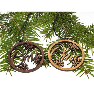 Holz Weihnachtsbaumschmuck - Weihnachtskugel für Oma Eiche geölt FSC®