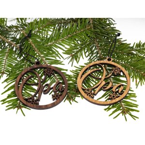 Wooden Christmas tree ornament - Christmas bauble for grandpa Oiled oak FSC®