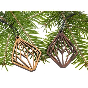 Wooden Christmas tree decoration - Crystal polygon