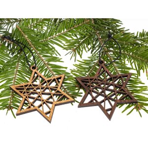 Holz Weihnachtsbaumschmuck - Stern Polygon