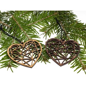 Wooden Christmas tree decoration - Polygon heart