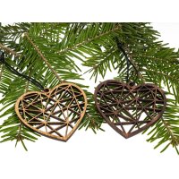 Holz Weihnachtsbaumschmuck - Herz Polygon
