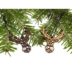 Wooden Christmas tree ornament - Deer polygon oiled oak FSC®