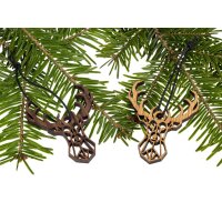 Holz Weihnachtsbaumschmuck - Hirsch Polygon Eiche...