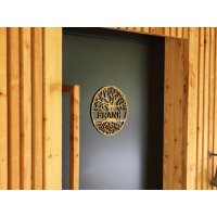 Personalisiertes Holz-Türschild "Lebensbaum" | Mit Familiennamen | Nussbaum geölt