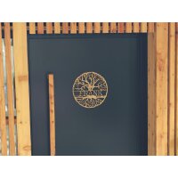 Personalisiertes Holz-Türschild "Lebensbaum" | Mit Familiennamen | Nussbaum geölt
