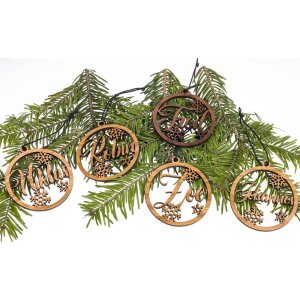 Holz Weihnachtsbaumschmuck - Weihnachtskugel mit Wunschname