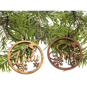 Wooden Christmas tree decoration for dog - Christmas bauble with desired name