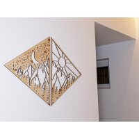 Holz-Wandbild - Bergpanorama bei Tag & Nacht in verschiedenen Holzarten