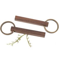 Oiled Walnut Wood Keychain – Stick Shape with Brass...