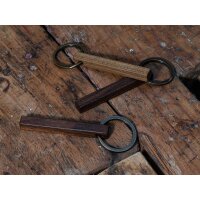 Oiled Walnut Wood Keychain – Stick Shape with Brass...
