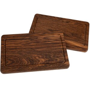 Schneidebrett mit Saftrille aus geölter Moor Eiche - 30 x 20 x 2 cm