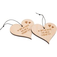Swiss stone pine heart with cord hemp cord and engraving...