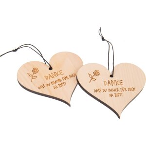 Zirben Herz an Kordel + Gravur "Danke, dass du immer für mich da bist!"