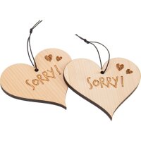 Zirben Herz an Kordel + Gravur "Sorry"