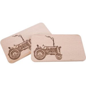 Schneidebrett FSC® Erle 22,5 x 12,5 cm - Traktor Oldtimer