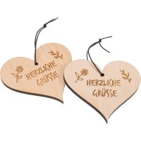 Swiss stone pine heart with cord hemp cord and engraving...