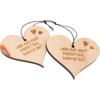 Zirben Herz an Kordel + Gravur "Liebe muss nicht...