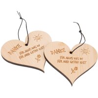 Swiss stone pine heart with cord hemp cord and engraving...