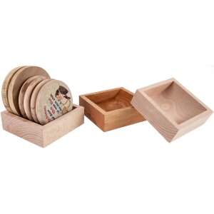 Bierdeckel-Aufsteller aus Buchenholz - 12,5 x 12 x 4 cm