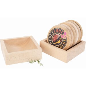 Bierdeckelhalter aus Buchenholz – Aufsteller 12,5 x 12 x 4 cm roh oder geölt