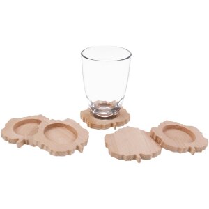 Wine leaf coasters for wine glasses made of beech wood - rustic, decorative and practical