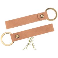 Light brown leather key ring "loop" with brass...