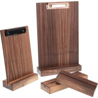 Oiled walnut table stand with 5 mm slot for clipboards - for DIN A5 / 16 x 6.5 x 3 cm