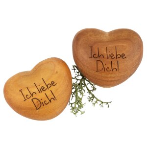Holz Handschmeichler - Kirsche geölt - Gravur: "Ich liebe Dich"