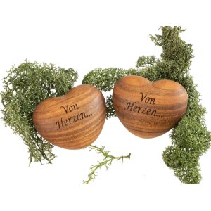 Wooden hand flatterer - Oiled cherry - Engraving: "From the heart..."