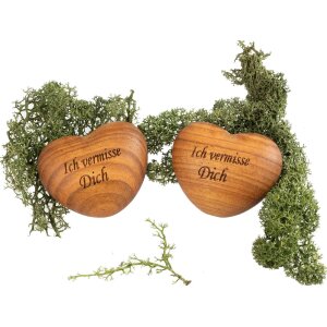 Holz Handschmeichler - Kirsche geölt - Gravur: "Ich vermisse Dich"