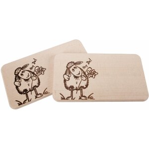 Cutting board FSC® alder 22.5 x 12.5 cm - Sheep "Hey you"