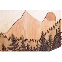 3D Wandbild Gebirge mit Wald - Fünf Ebenen und Holzarten 98x59 cm