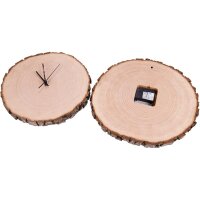 Wall clock with radio-controlled movement and photo engraving - Alder with bark - Ø: approx. 27 cm