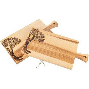 Griffbrett aus FSC® Esche mit Lebensbaum Branddruck – 40 x 20 x 2 cm