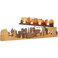 Handgefertigte Holz-Weihnachtsstadt mit 4 Teelichtern im...