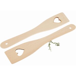 Beech wood spatula with laser cut-out - heart - 28 x 5.5 x 0.4 cm