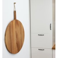Schneidebrett rund aus geölter Eiche mit Griff FSC® – XXL Pizzabrett 65 cm